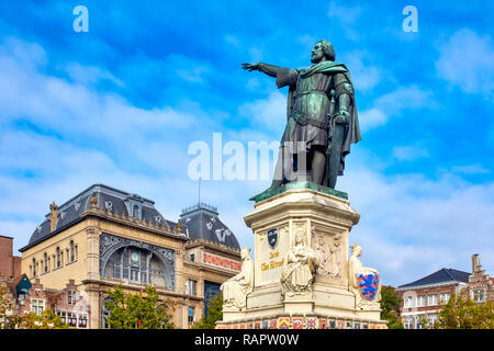 Vrijdagmarkt, Gand, Flandre orientale, Belgique Banque D'Images