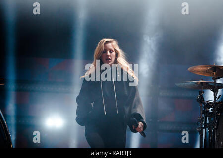 Le Danemark, Skanderborg - 11 août, 2017. La chanteuse et compositrice Ellie Goulding effectue un concert live au cours de la fête de la musique SmukFest danoise en 2017. À l'exception du Danemark. Banque D'Images