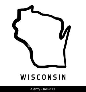 Wisconsin site outline - bon état nous simplifié la carte forme vecteur. Illustration de Vecteur