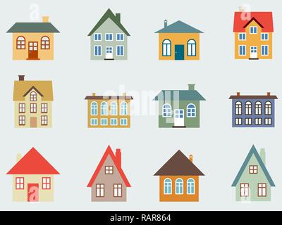 Chambre simple - vector set home illustration collection. Bâtiments colorés. Illustration de Vecteur