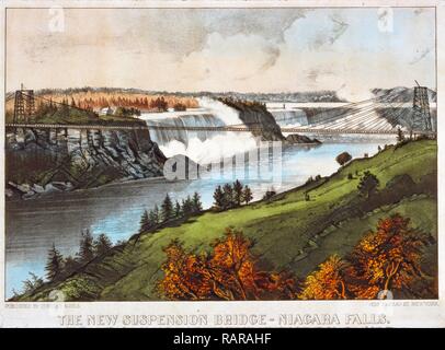 La nouvelle suspension bridge--Niagara Falls, Currier & Ives., New York : Publié par Currier & Ives, [entre 1856 et repensé Banque D'Images