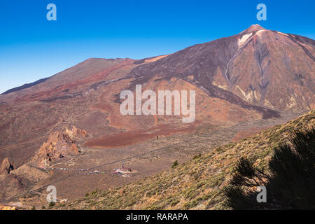 À la recherche sur la plaine et le Palace dans le parc national de Las Canadas del Teide du pied en haut de liste des Manga, Tenerife, Canaries, Sp Banque D'Images