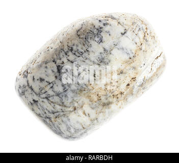 La macro photographie de minéraux naturels à partir de la collection géologique - Albite tumbled stone sur fond blanc Banque D'Images