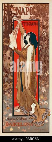 L'espagnol pour l'affiche de la Maison A. et E., Napoléon, Alexandre de Riquer, 1856-1920, l'artiste. Repensé par Gibon. Classic repensé Banque D'Images