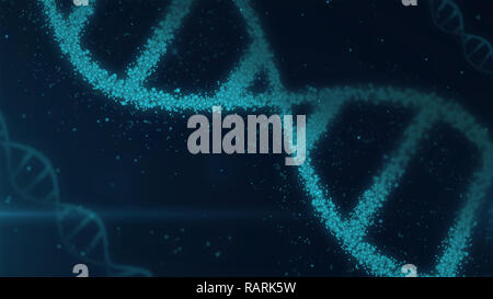 Les molécules de DNA helix abstract 3D illustration. La biotechnologie, la génétique et la science concept. Arrière-plan de la nouvelle technologie. Banque D'Images