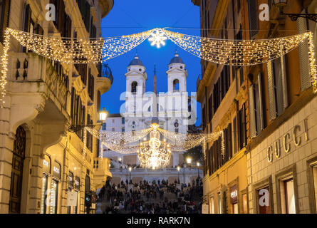 Rome (Italie) - Ville Borghese, la Piazza del Popolo, Piazza di Spagna, Pincio square et l'escalier de la Trinità dei Monti pendant les vacances de Noël Banque D'Images