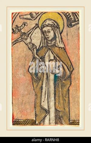 L'allemand du 15e siècle, Saint Brigitta ?, c. 1460-1470, gravure, colorées à la main. Repensé par Gibon. L'art classique avec un repensé Banque D'Images