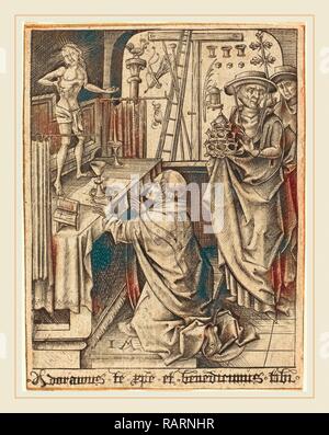 Israhel van Meckenem (Allemand), ch. 1445-1503), la Messe de Saint Grégoire, c. 1480-1490, la gravure. Repensé Banque D'Images