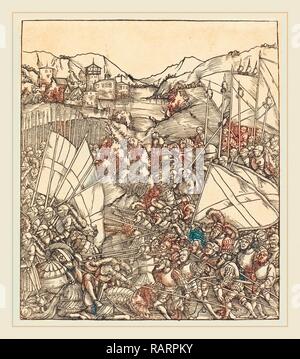 (En allemand ; Pourbus Frans, actif 1512-1522), la guerre au Hainaut, gravure sur bois. Repensé par Gibon. L'art classique avec un repensé Banque D'Images