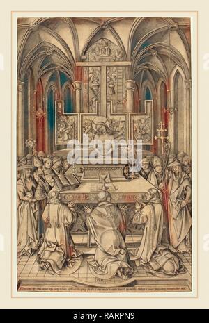 Israhel van Meckenem (Allemand), ch. 1445-1503), la Messe de Saint Grégoire, c. 1490-1500, la gravure. Repensé Banque D'Images