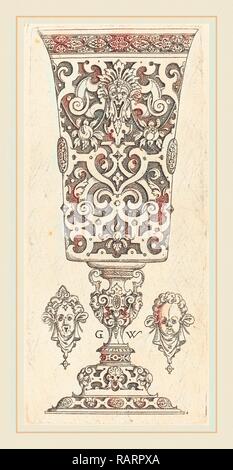 Georg Wechter I (Allemand), ch. 1526-1586), Gobelet avec socle orné de deux gros pétoncles, publié 1579, gravure repensé Banque D'Images