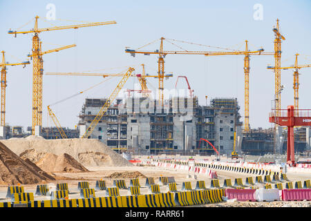 Construction de Lusail Stadium le lieu de la finale de la Coupe du Monde FIFA 2022 en Lusail City ville nouvelle en construction au Qatar, Moyen-Orient Banque D'Images