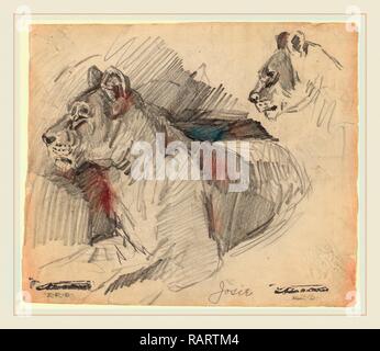 Arthur B. Davies, Josie, Américain, 1862-1928, 1892, graphite. Repensé par Gibon. L'art classique avec une touche moderne repensé Banque D'Images