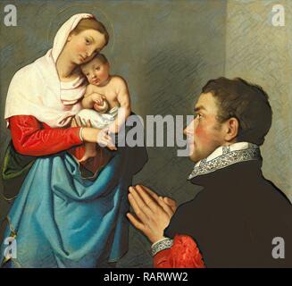 Giovanni Battista Moroni, un gentleman en adoration devant la Vierge, Italien, ch. 1525-1578, ch. 1560, huile sur toile repensé Banque D'Images