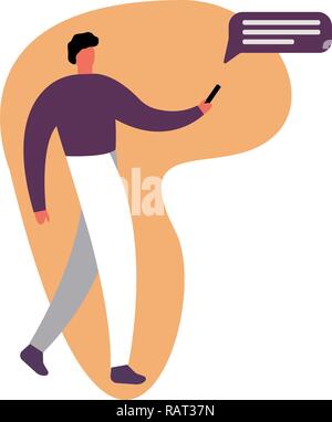 Office worker homme obtenir caractère message. Télévision cartoon illustration vectorielle Illustration de Vecteur