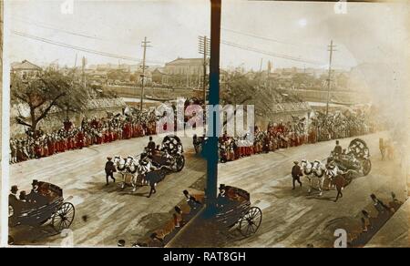 L'Amiral Togo, voitures transportant des officiers de marine et des représentants du gouvernement au cours de la visite officielle à Tokyo en octobre repensé Banque D'Images