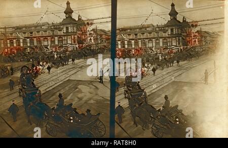 L'Amiral Togo, voitures transportant des officiers de marine, et des représentants du gouvernement au cours de la visite officielle à Tokyo en repensé Banque D'Images