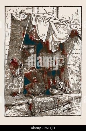 Les illustrations DU CATALOGUE DE L'INSTITUT ROYAL DES PEINTRES DANS DES COULEURS DE L'EAU, 1886 Bazar : Gossip, par Charles repensé Banque D'Images