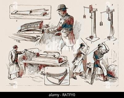 L'essai de baïonnettes et épées de cavalerie à la Royal Small Arms Factory, Enfield, Londres, Royaume-Uni, 1886 : 1. Le 'Bridge' Tester repensé Banque D'Images