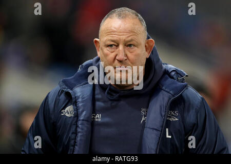 Sale Sharks Directeur de rugby Steve Diamond avant la Premiership Gallagher match au stade AJ Bell, Salford. Banque D'Images