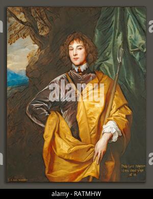 Sir Anthony Van Dyck (Flamand, 1599 - 1641), Philip, Lord Wharton, 1632, huile sur toile. Repensé par Gibon. Classic repensé Banque D'Images