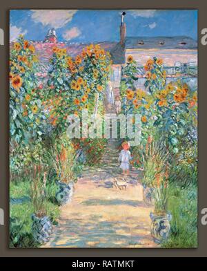 Claude Monet, le jardin de l'artiste à Vétheuil, Français, 1840 - 1926, 1880, huile sur toile. Repensé par Gibon. Classic repensé Banque D'Images