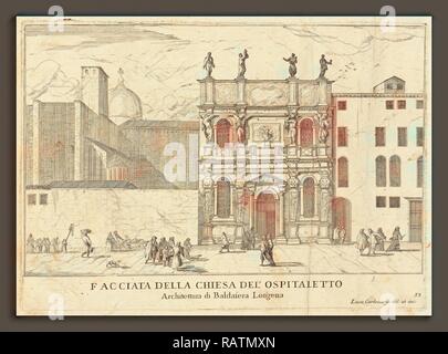 (Italien, 1663 - 1729), Facciata della Chiesa del'Ospitaletto (planche 33), publié 1703, 1 vol : mauvais : 97 gravures de repensé Banque D'Images