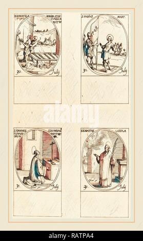 Jacques Callot, français (1592-1635), STS. Maxima, Donatilla & Secunda, Saint Fabius,St. Jean Colombini, St Ignace repensé Banque D'Images