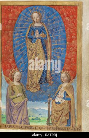 La Vierge, dans une nuée d'anges, de Saints Barbara et Catherine, maître de la Chronique scandaleuse, le français repensé Banque D'Images