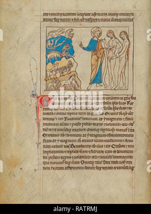 La création des animaux et d'Adam et Eve, l'inconnu, l'Angleterre, l'Europe, environ 1250 - 1260, un stylo à encre dessins repensé Banque D'Images