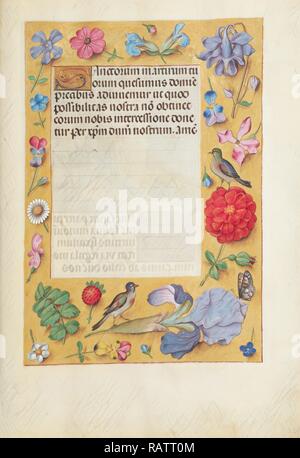 La page de texte décoré, Inconnu, Bruges, Belgique, Europe, environ 1510 - 1520 couleurs, Tempera, or et encre sur parchemin repensé Banque D'Images