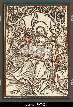 Albrecht Dürer (Allemand, 1471 - 1528), la Vierge l'Enfant Jésus en soins infirmiers avec quatre anges, ch. 1500, woodcut repensé Banque D'Images