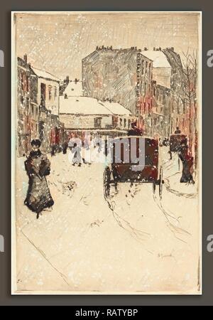 Norbert Goeneutte (Français, 1854 - 1894), Boulevard Clichy dans la neige (le Boulevard Clichy par un temps de neige repensé Banque D'Images