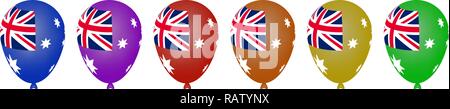 Ballons à l'hélium multicolores de l'Australian Day holiday Illustration de Vecteur