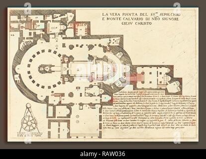 Jacques Callot (Français, 1592 - 1635), le Plan du Saint Sépulcre et le Calvaire, 1619, eau-forte et la gravure sur repensé Banque D'Images