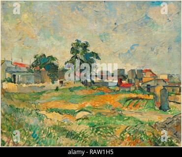 Paul Cézanne, français (1839-1906), Paysage près de Paris, ch. 1876, huile sur toile. Repensé par Gibon. L'art classique avec repensé Banque D'Images