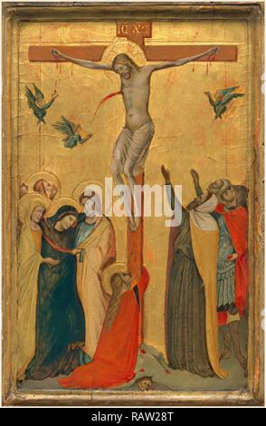 Attribuée à Bernardo Daddi, Italien (Actif 1312 - probablement 1348), la Crucifixion, ch. 1335, tempera sur panneau repensé Banque D'Images