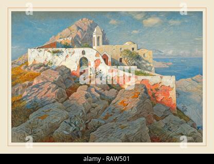 William Stanley Haseltine, Santa Maria a Cetrella, Anacapri, Américain, 1835-1900, ch. 1892, aquarelle et gouache repensé Banque D'Images