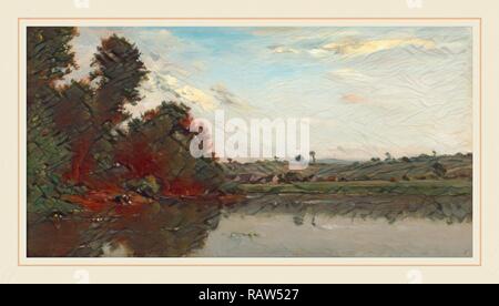 Charles-François Daubigny, lavandières à l'Oise à proximité de Valmondois, Français, 1817-1878, 1865, huile sur bois repensé Banque D'Images