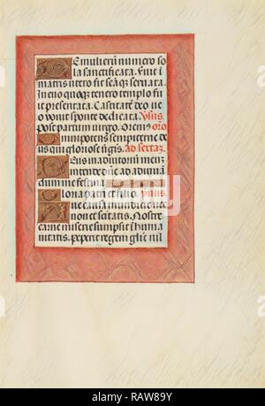 La page de texte décoré, Inconnu, Bruges, Belgique, Europe, environ 1510 - 1520 couleurs, Tempera, or et encre sur parchemin repensé Banque D'Images