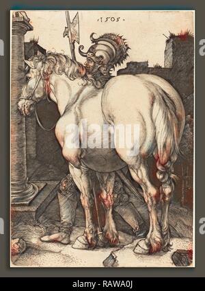 Albrecht Dürer (Allemand, 1471 - 1528), grand cheval, 1505, gravure sur bois sur papier. Repensé par Gibon. L'art classique repensé Banque D'Images