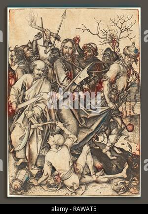 Martin Schongauer (Allemand), ch. 1450 - 1491), la trahison et la capture du Christ, ch. 1480, gravure. Repensé Banque D'Images