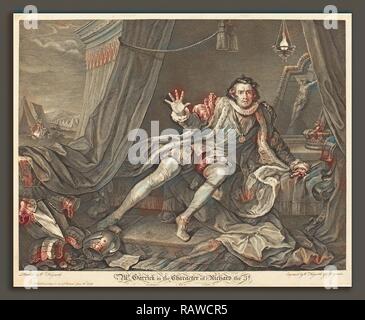 William Hogarth et Charles Grignion (britannique, 1717 - 1810), Garrick dans le rôle de Richard III, 1746, eau-forte et repensé Banque D'Images