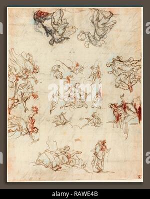 Alessandro Maganza (Italien, 1556 - 1640), un plafond à compartiments avec des allégories et des mythes, 1590-1600, plume et repensé Banque D'Images