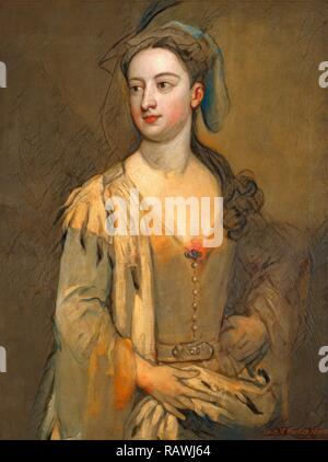 Une femme appelée Lady Mary Wortley Montagu inscrit dans la peinture à l'ocre rouge, en bas à droite : "Lady M. Wortley Montagu repensé Banque D'Images