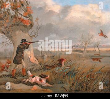 Tir de canards, signée en bas à gauche : 'H', Alken Henry Thomas Alken, 1785-1851, British. Repensé par Gibon. L'art classique repensé Banque D'Images