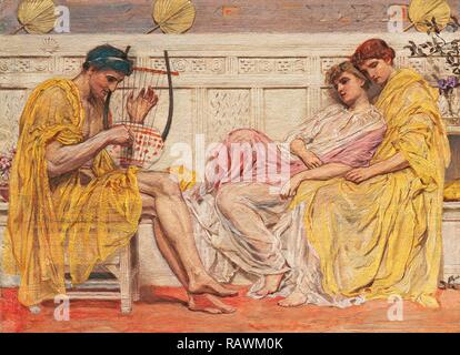 Un musicien, Albert Joseph Moore, 1841-1893, British. Repensé par Gibon. L'art classique avec une touche moderne repensé Banque D'Images