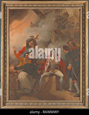 Le Comte de Sandwich refusant d'abandonner son navire pendant la bataille de Solebay, Robert Smirke, 1752-1845, British repensé Banque D'Images