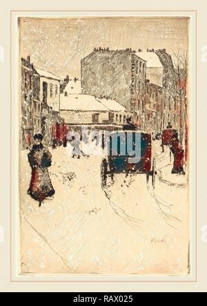 Norbert Goeneutte, français (1854-1894), Boulevard Clichy dans la neige (le Boulevard Clichy par un temps de neige), 1876 repensé Banque D'Images