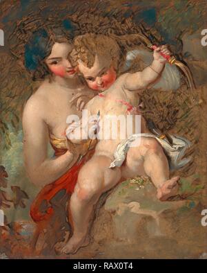 Cupidon Vénus et Cupidon, armé William Hilton, 1786-1839, Anciennement attribuées à William Etty, 1787-1849. Repensé Banque D'Images